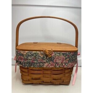 Longaberger 1991 Mothers Day LID Purse Basket / Floral Fabric Liner (Retired)